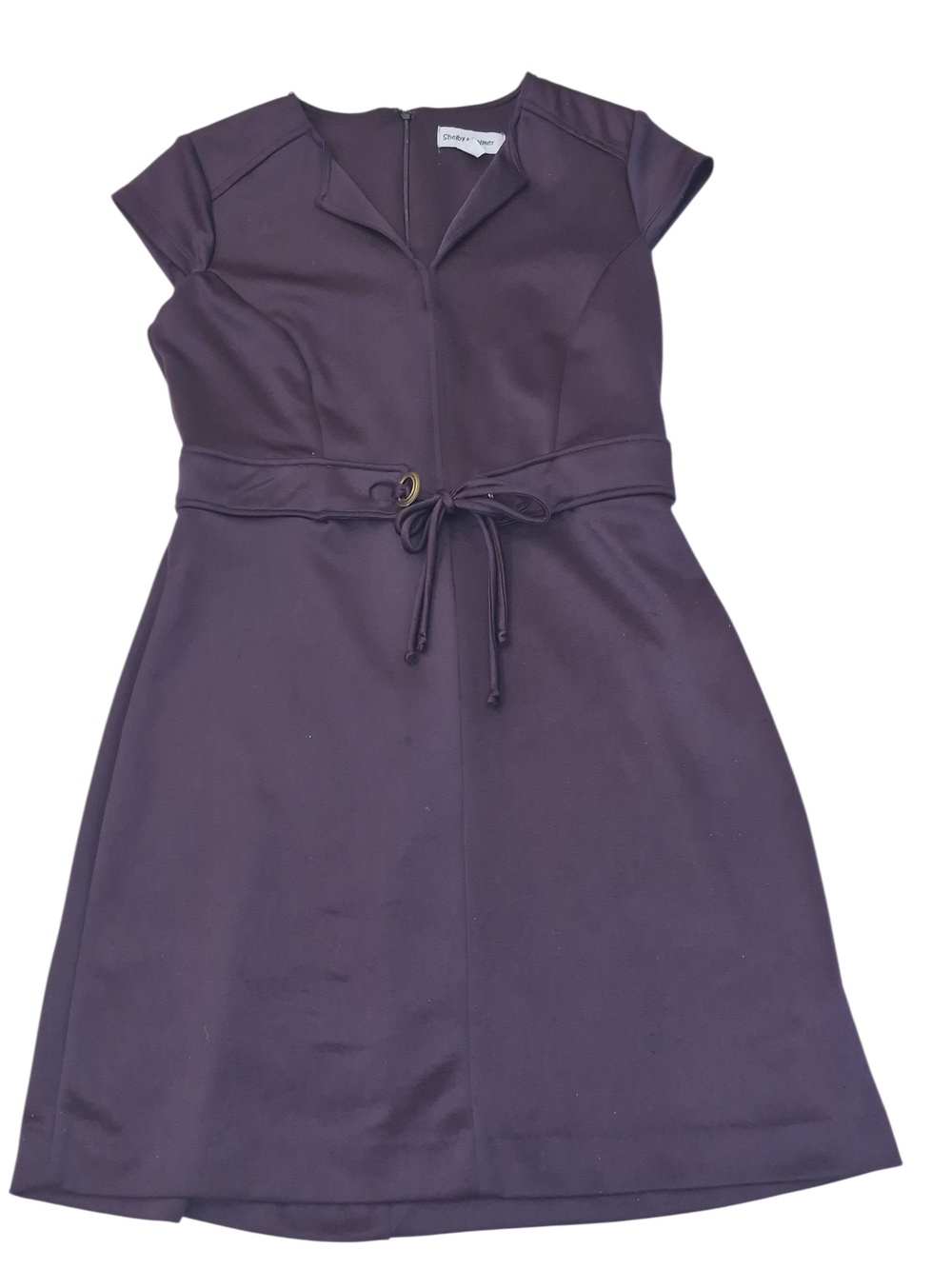 Shelby & Palmer Deep Purple Cap-Sleeve Tie-Waist Dress Nwot